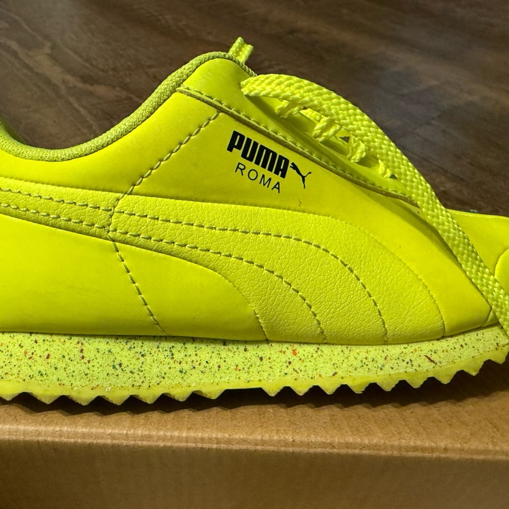 PUMA Kids Roma Neon Yellow Sneakers